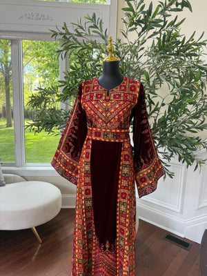 Velvet Tatreez Burgundy Thobe/A