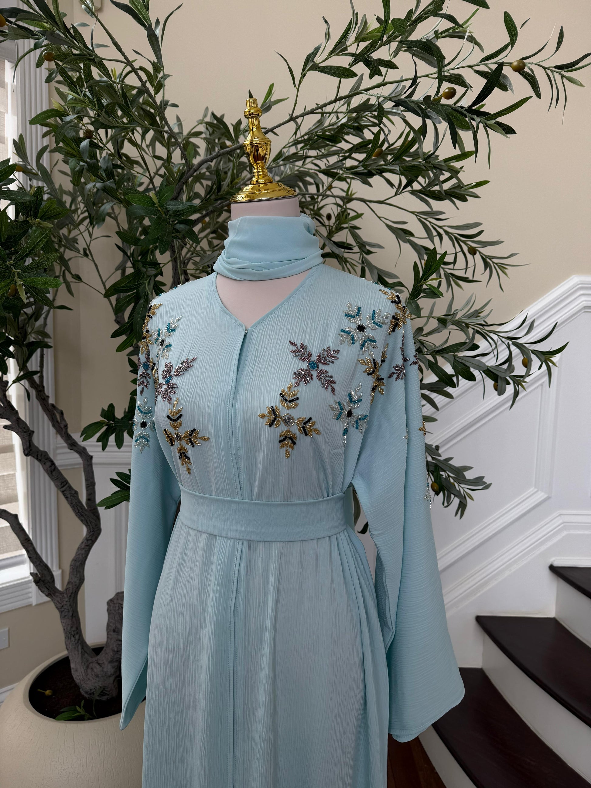Ocean Breeze Beaded Abaya