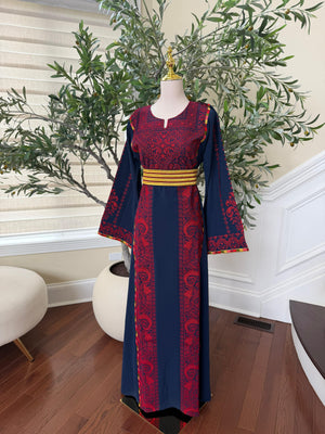 Navy Blue Embroidery Tatreez Thobe