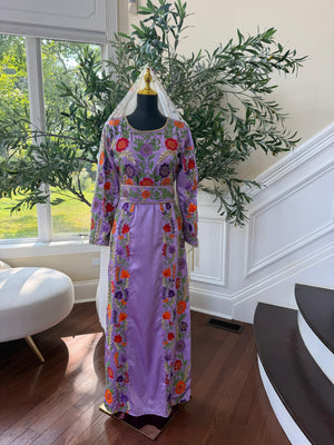 Lavender Floral Beaded Stone Thobe