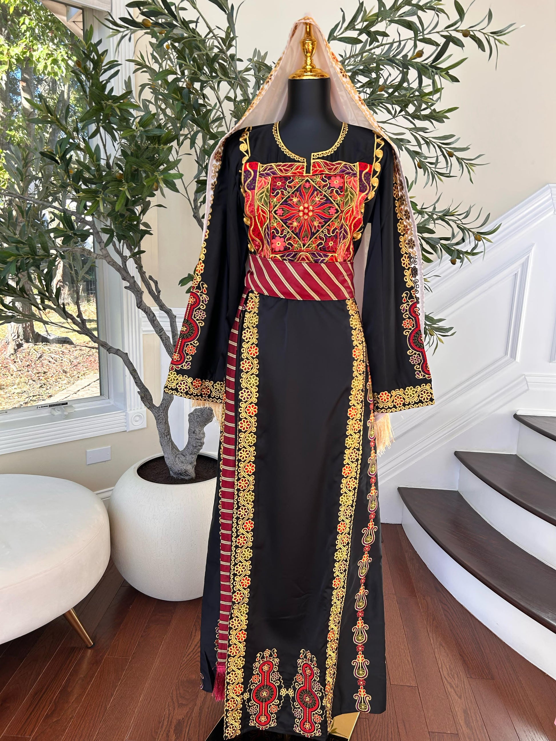 Black Embroidery Tatreez Thobe
