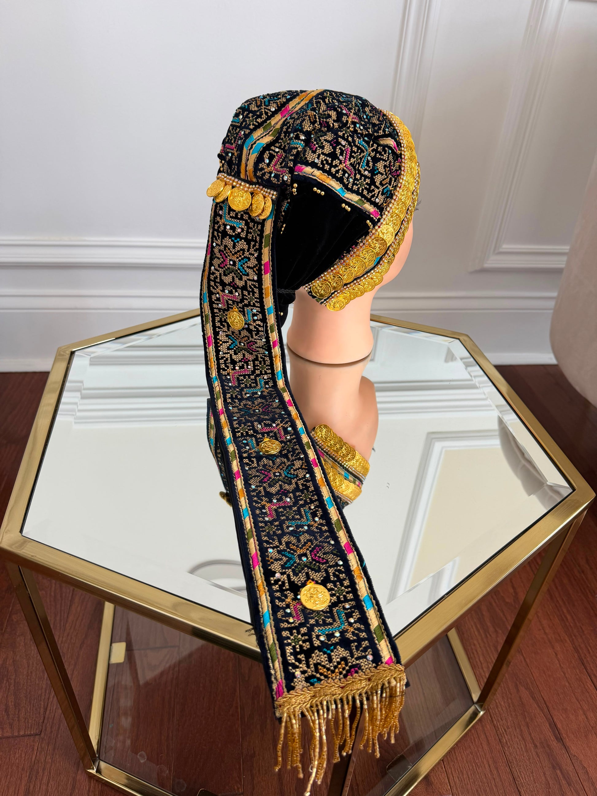 Blue Embroidery Tatreez Waka Head Piece