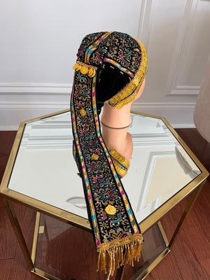 Blue Embroidery Tatreez Waka Head Piece