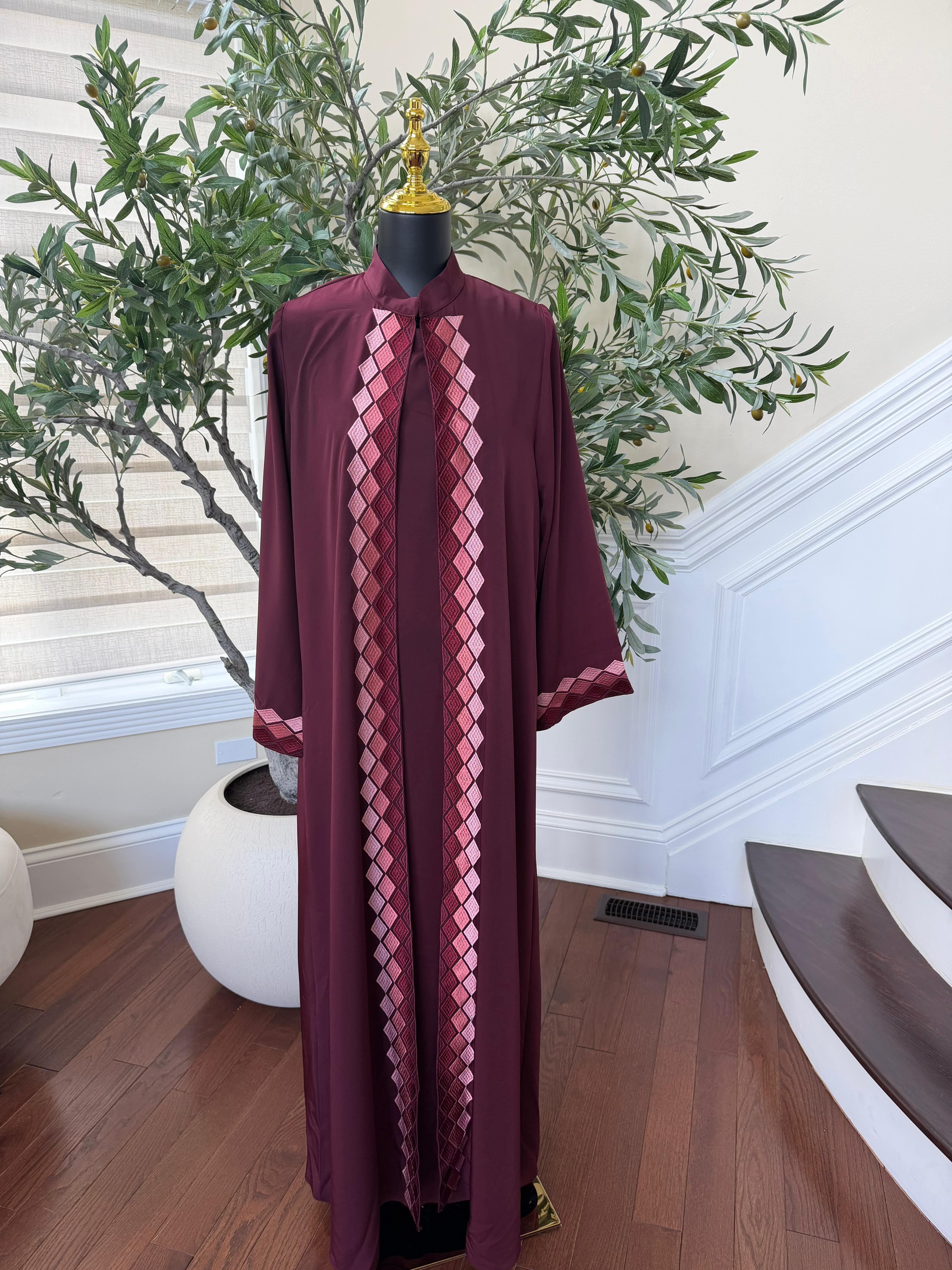 Red Two Piece Cardigan Abaya