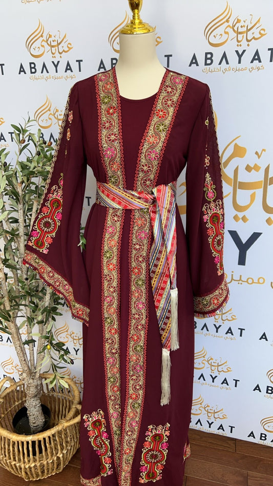 Burgundy Falahi Tatreez Dress