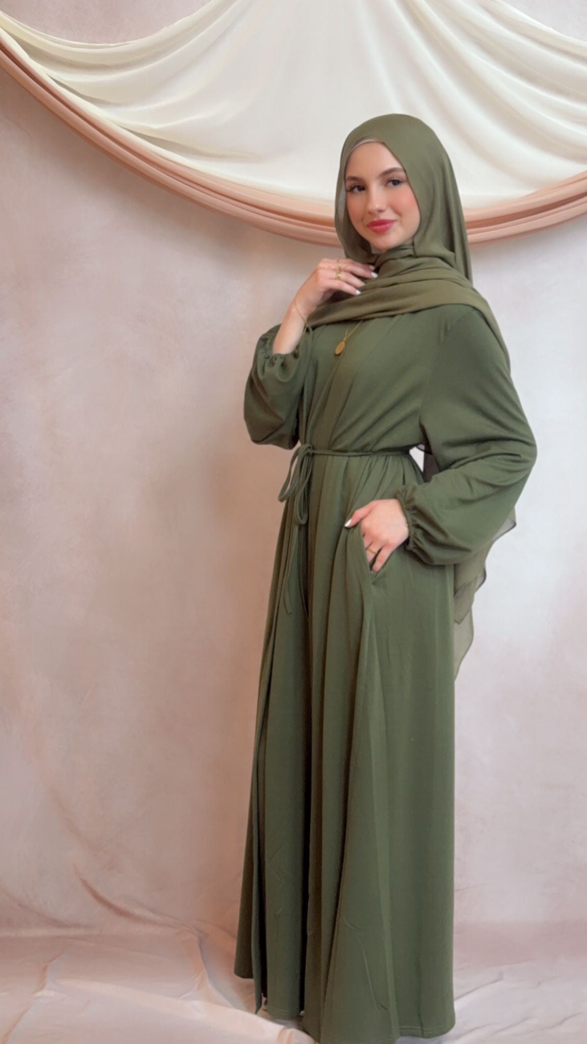 Green Two Piece Abaya Set