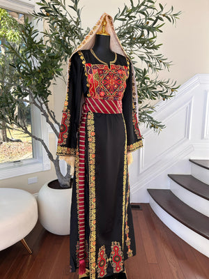 Black Embroidery Tatreez Thobe