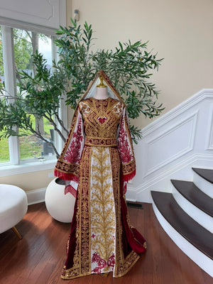 Royale Red Embroidery Tatreez Elegance Thobe