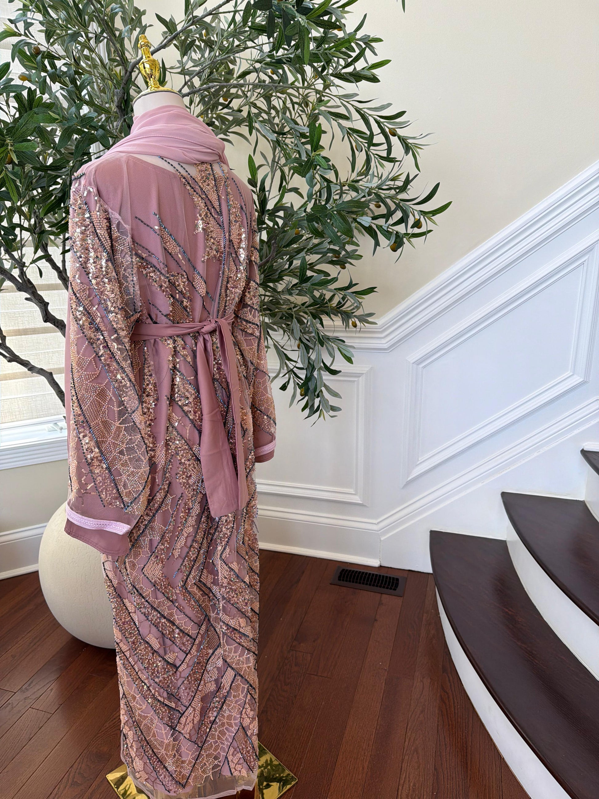 Pink Blush Sparkle Cardigan Abaya