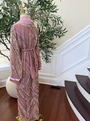 Pink Blush Sparkle Cardigan Abaya