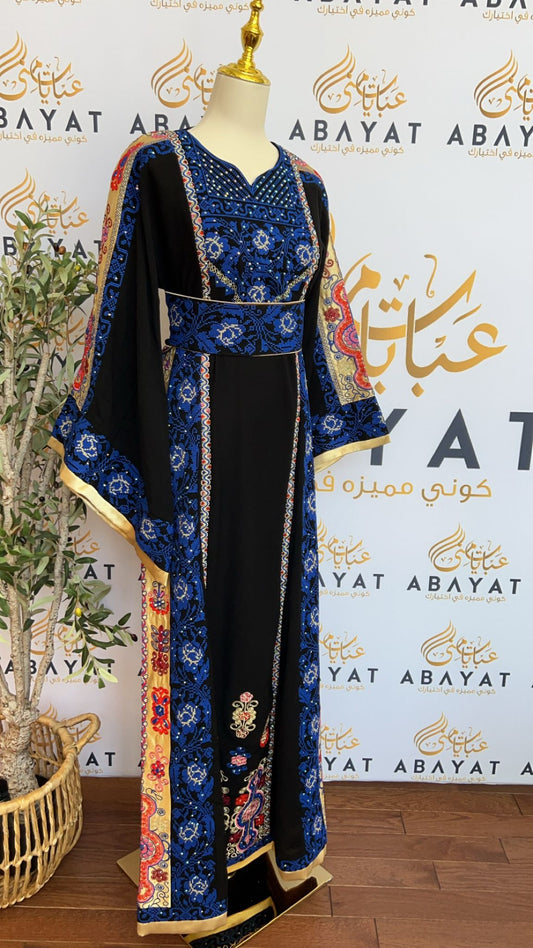 Black/Blue Embroidered Thobe #A