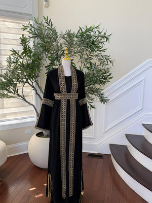 Black Two Piece Embroidered Thobe