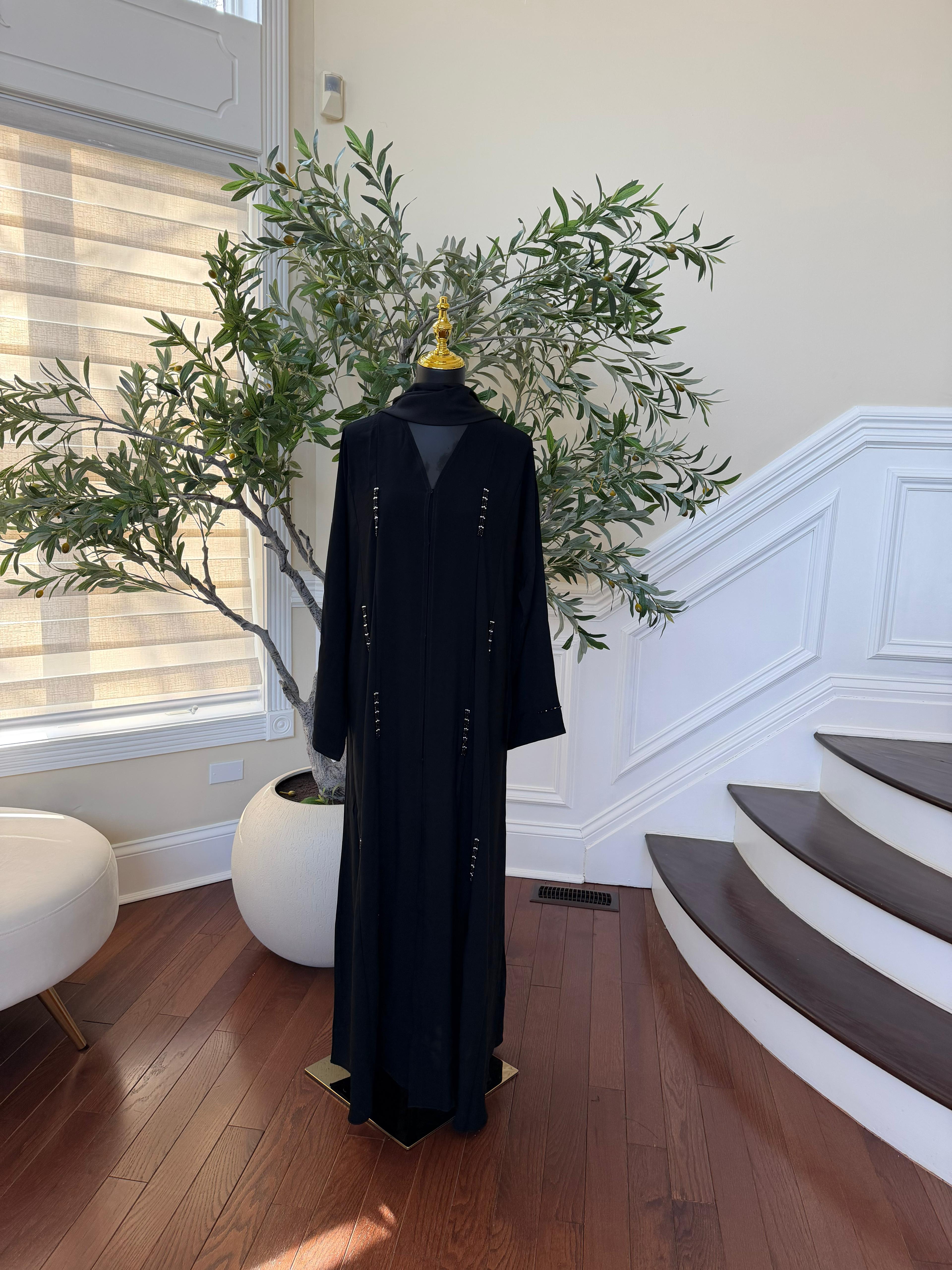 Black Beaded Essence Ramadan Abaya