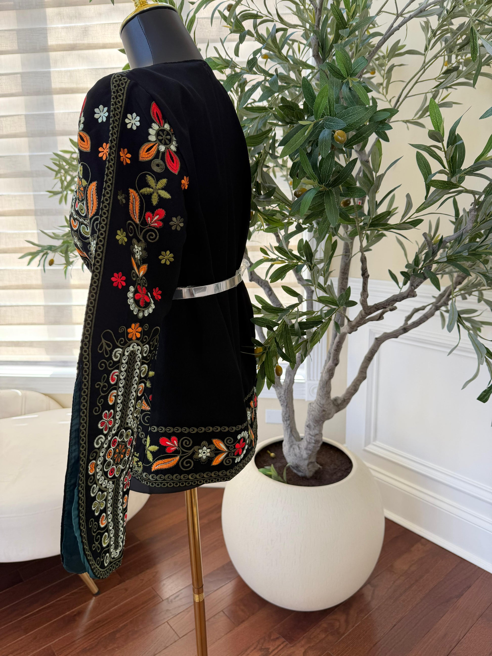 Black Embroidery Green Tatreez Jacket