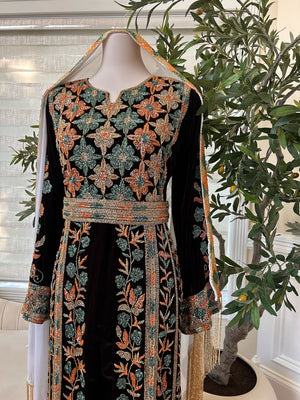 Brown Velvet Stone Thobe