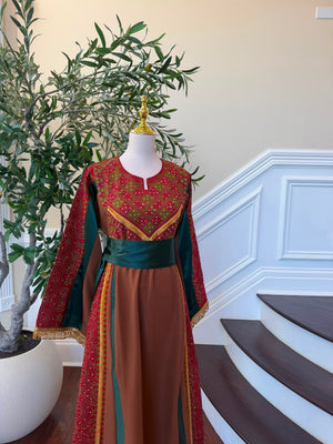 Brown Embroidery Elegance Tatreez Thobe