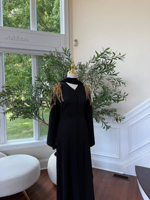 Golden Black Stone Abaya