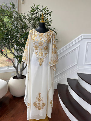 Golden White Royal Elegance Kuftan Dress