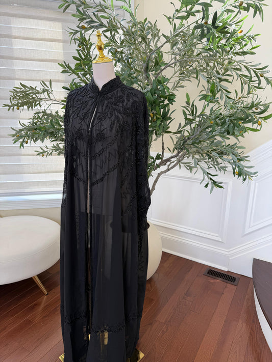 Black Open Cardigan Abaya