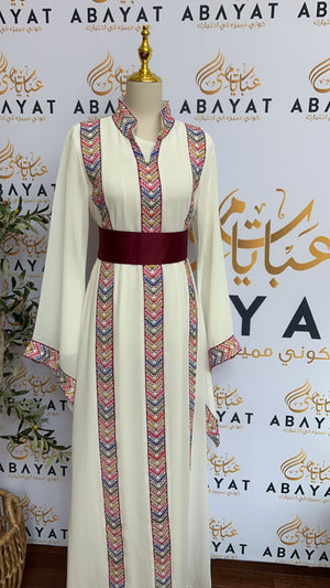 White Tatreez Two Peice Abaya