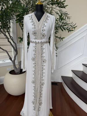 White Royale Beaded Elegance Kuftan