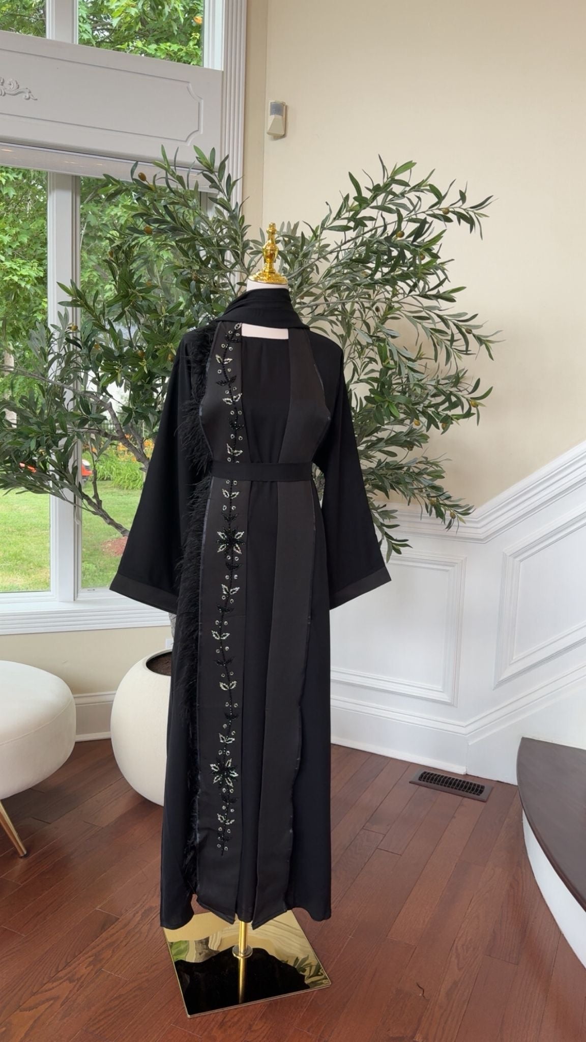 Nada Fabric Black Abaya – Embroidered Detail with Graceful Flow