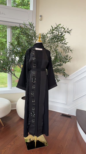 Nada Fabric Black Abaya – Embroidered Detail with Graceful Flow
