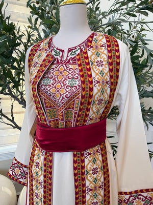 White Embroidery Tatreez Two Piece Thobe