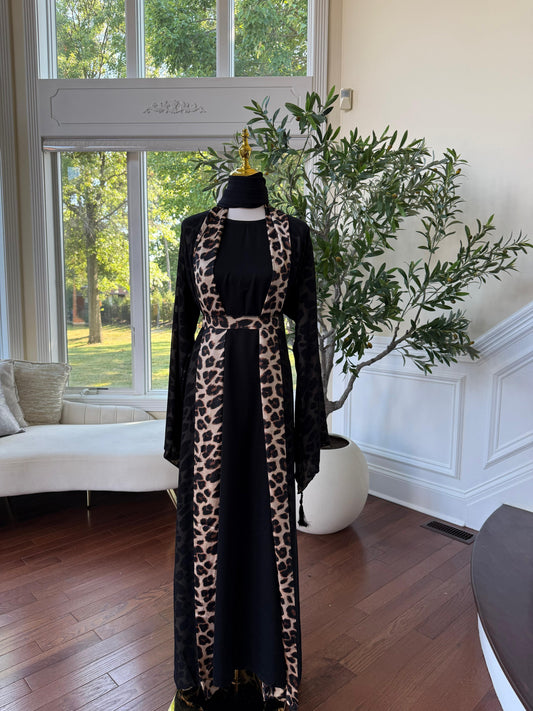 Black Two Piece Cardigan Abaya