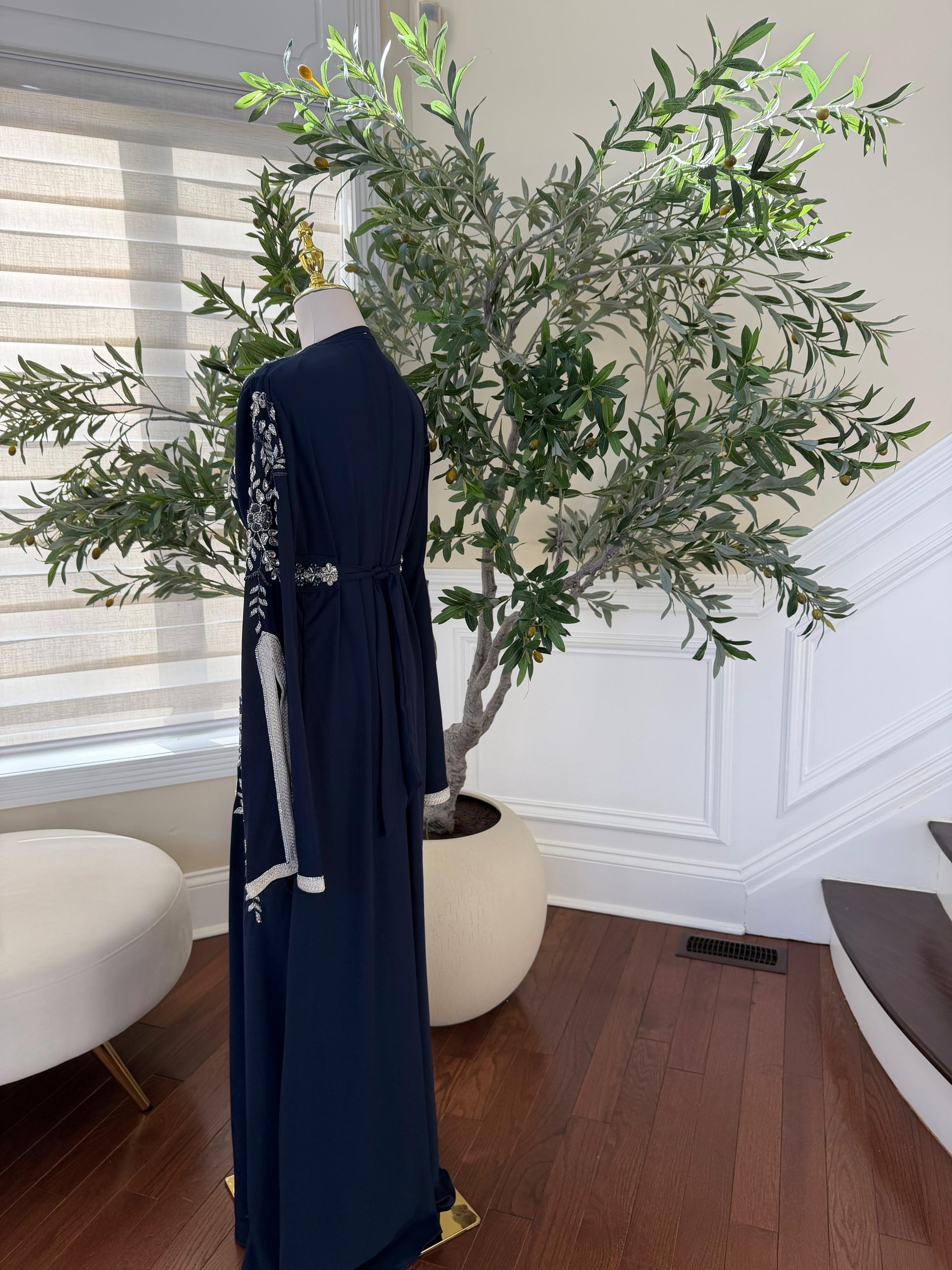 Navy Blue Silver Charm Kuftan