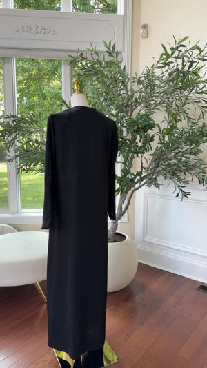 Midnight Black Abaya – Subtle Sparkle Detail