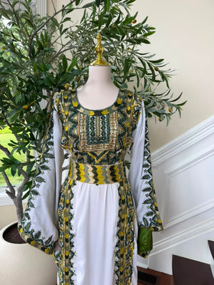 White Embroidery Beaded Thobe