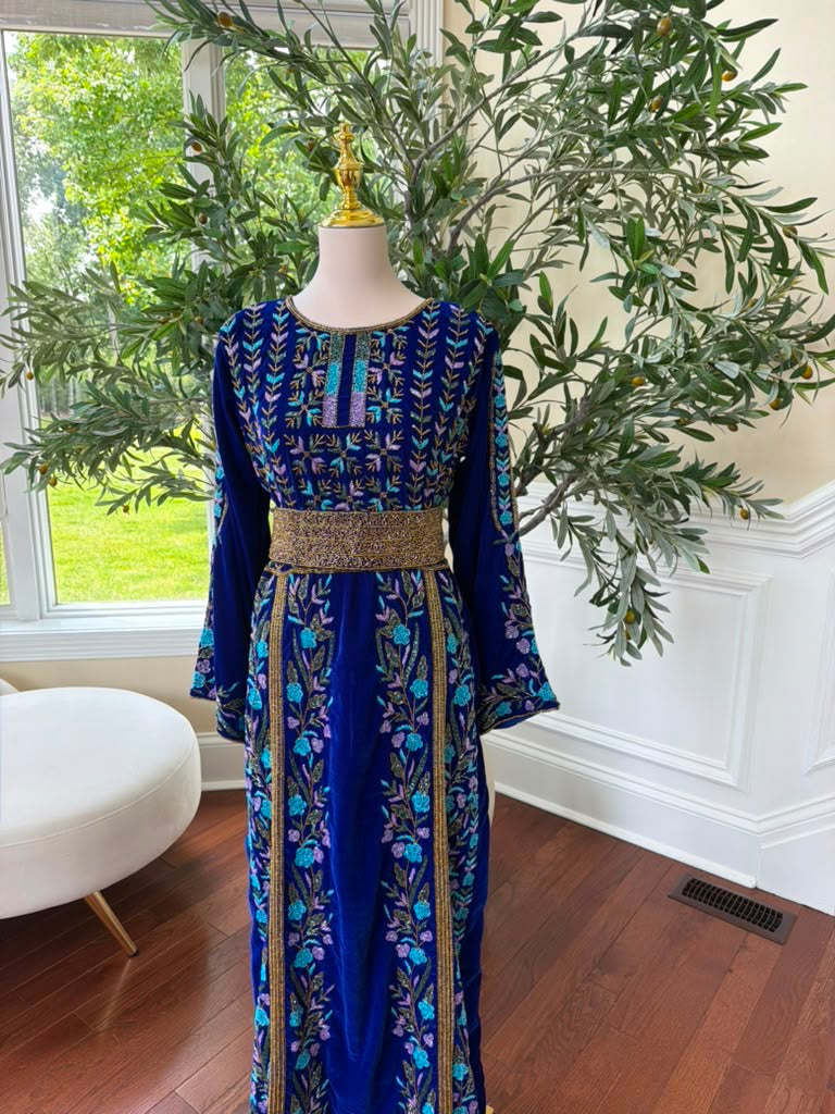 Blue Velvet Beaded Stone Elegance Thobe