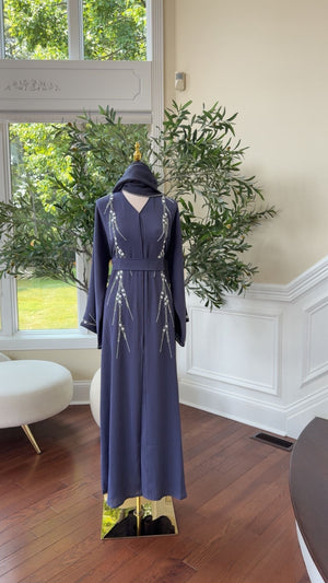 Blue Beaded Charm Abaya