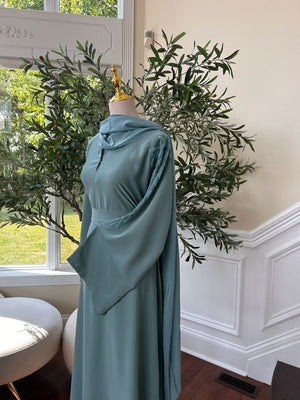 Mint Blue Sleeve Charm Abaya