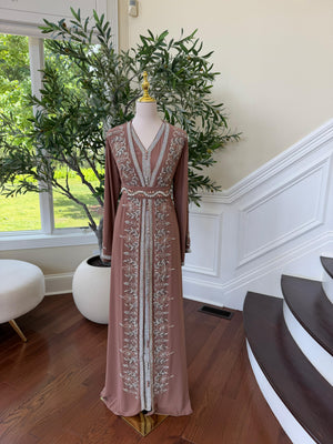 Dusty Rose Beaded Elegance Kuftan