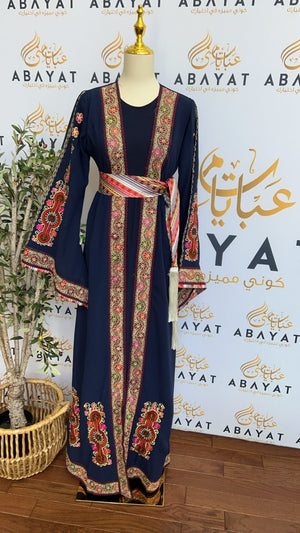 Navy Blue Falahi Tatreez Dress