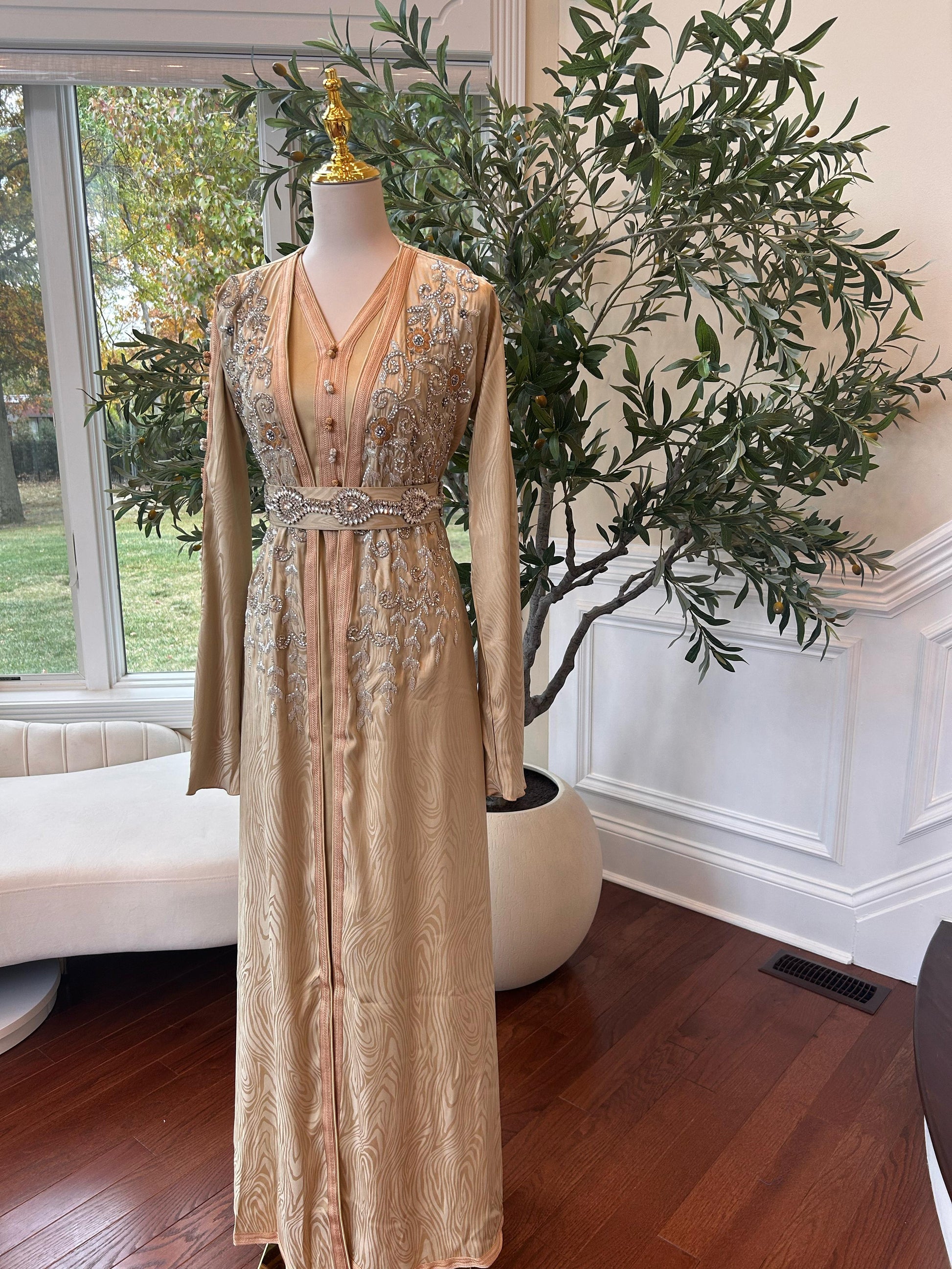 Golden Yellow Beaded Kuftan Elegance