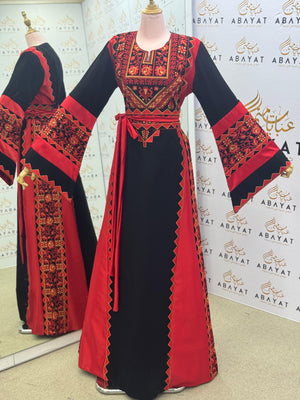 Black & Red Heritage Embroidered Thobe