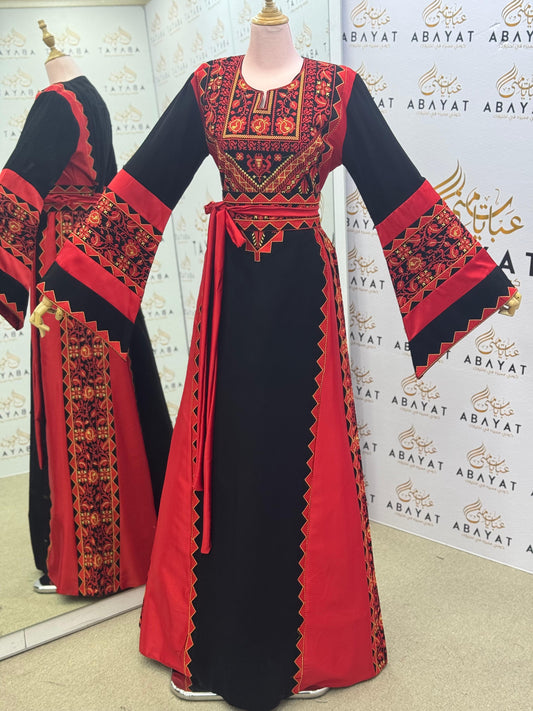 Black & Red Heritage Embroidered Thobe