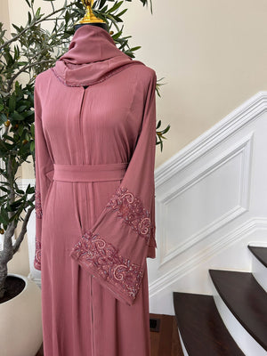Pink Floral Sleeve Abaya