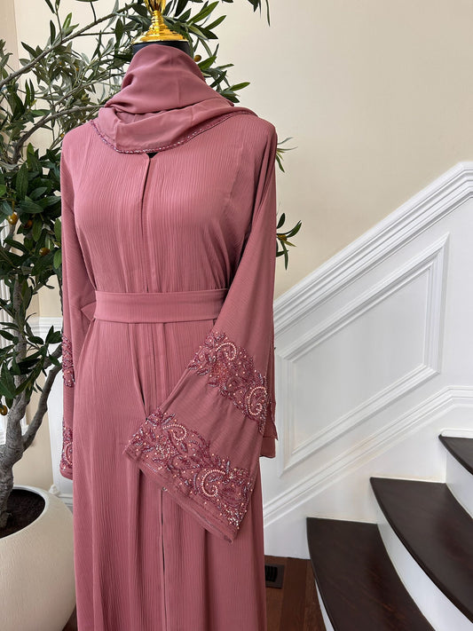Pink Floral Sleeve Abaya