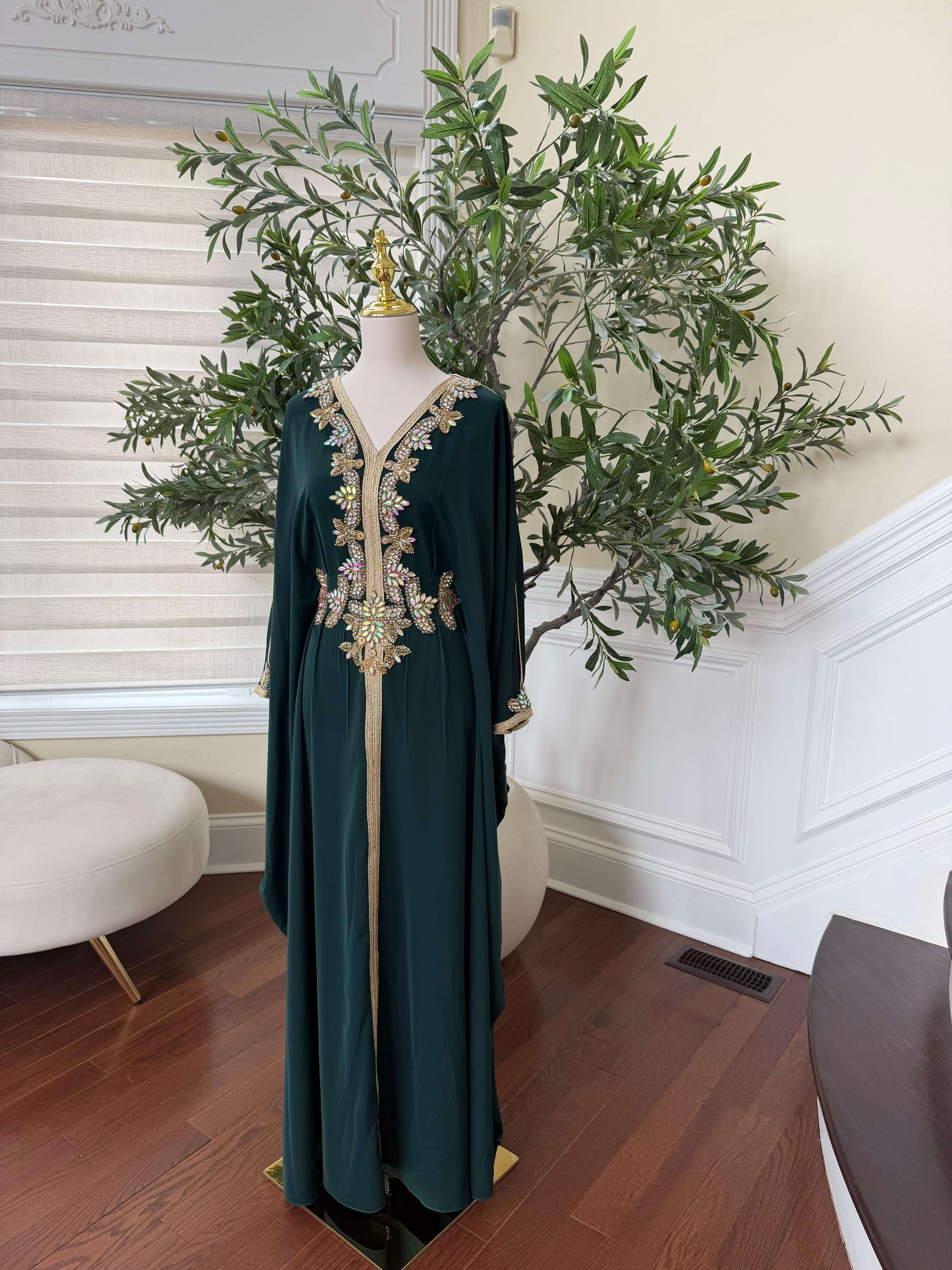 Emerald Butterfly Royale Beaded Abaya