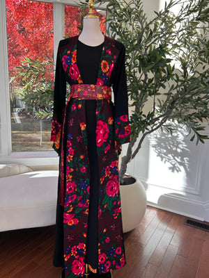 Floral Two Piece Cardigan Thobe