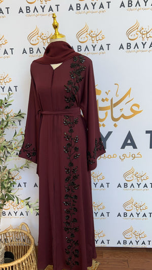 Burgundy Floral Abaya