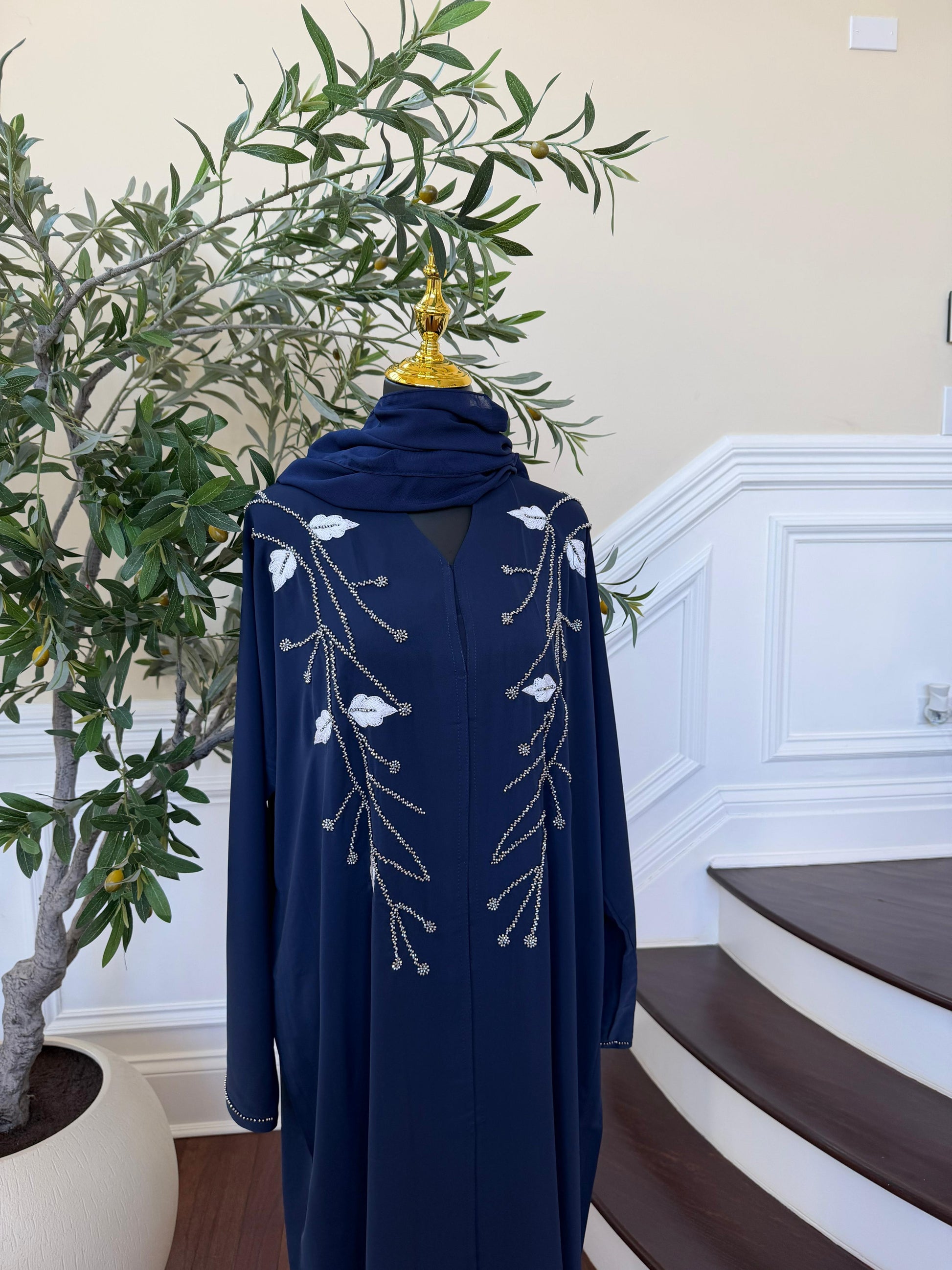 Royal Blue Rose Abaya