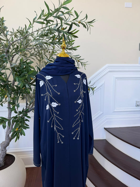 Royal Blue Rose Abaya