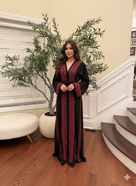 Black Embellished Rose Royale Kuftan