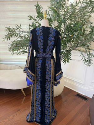 Royal Midnight Blue Embroidered Traditional Thobe (scarf not included)
