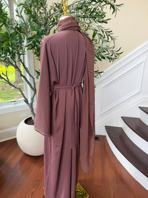Muave Golden Essence Floral Abaya
